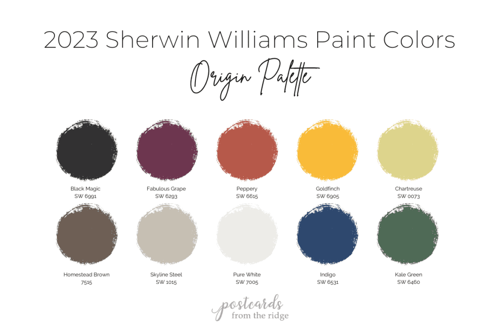 色板来自2023年Sherwin Williams油漆颜色预测的原始调色板